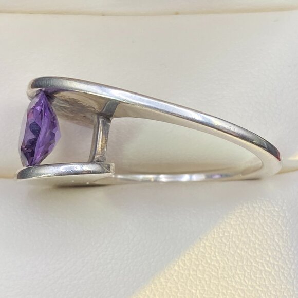 Rare Blue Purple Topaz Sterling Silver Modernist Ring Sz. 8.75 - 7.4 gm 3 Carats - Picture 2 of 16